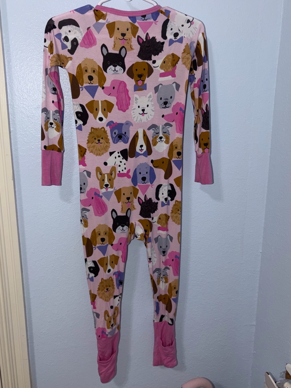 Little Sleepies Pink Dog Print Zip One-Piece Footie Pajamas - Picture 4 of 4